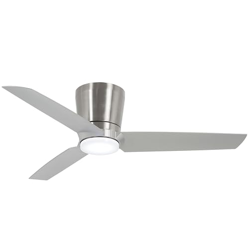 MINKA-AIRE F671L-BN/SL Pure 48 Inch Flush Mount Ceiling Fan with Integrated 16W LED Light in Brushed Nickel Finish with Silver Blades product photo