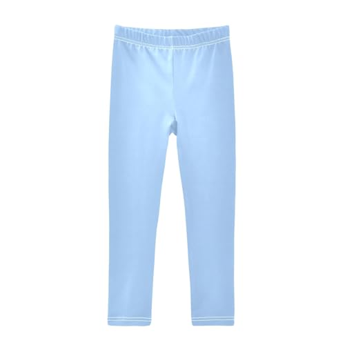 Girls' Leggings Light Sky Blue Solid Color Dance Pants Tights Trousers Yoga Leggings Pants Kids Workout Pants, 4T