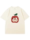 JOLILUNA Whimsy Twee Clothes for Women Oversize Graphic Apple Tee Y2k Fashion Whimsical Clothes Streetwear (Yellow,Small)