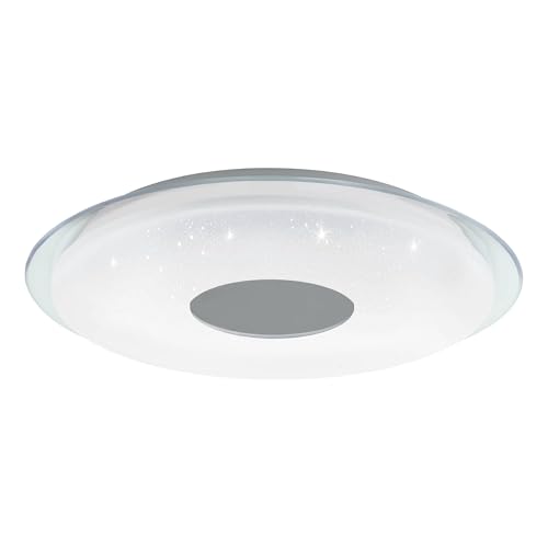 I LED forniscono una luce piacevole (4 x 4,8 Watt, 1900 lumen); Dimensioni dell'apparecchio: diametro: 45 cm, altezza: 8 cm; Questo prodotto è un apparato di illuminazione di classe di efficienza energetica F che può essere smontato per controllare separatamente le fonti di illuminazione presenti al suo interno