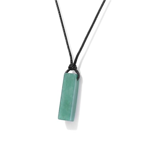 Lit Wall Jade Necklace for Men & Women - Green Aventurine Crystal Pendant - Adjustable 18-26 Inch Rope Chain - Healing Stone - Unisex Gift