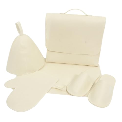 TOVINANNA Felt Sauna Hat and Water-absorbent Gloves Set for Home Spa Use Thick Reusable Sauna Cap with and Storage Bag