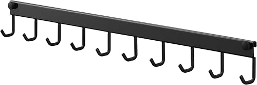 山崎実業(Yamazaki) レンジフード フック 10連 ブラック W55×D3×H6cm タワー tower キッチンツールフック 1744