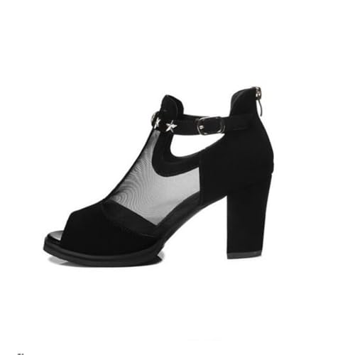 UPGENT Women's Chunky Block High Heeled Sandals Fashion Peep Toe Sexy Mesh Platform Ankle Booties Wedding Dress Party Shoes