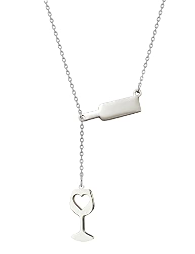 Consejos y comparativas para Comprar Marcas de vino tinto de esta semana. 30 AJRUIER Collar de vidrio para botellas, collar con colgante de copa de vino de plata para mujer, regalo de cumpleaños para amigas, regalo para mejores amigas, regalo para amantes...