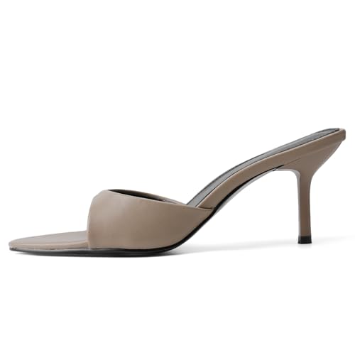 Image of QIV Leopard Kitten Heels Pointed Toe Mule Heels for Women Open Toe Kitten Heel for Party Dressy Wedding