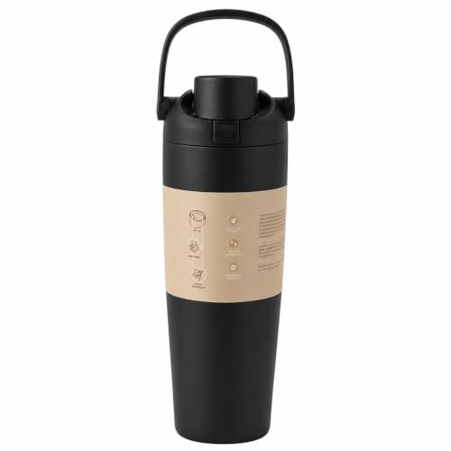Image of HomeCloud 1200ML Stainless Steel Water Bottle - Double-Wall Vacuum Insulated, Leakproof Straw Lid, BPA-Free Reusable Travel Flask with Two-Way Spout for Gym, Office & Outdoor Use (B Black)