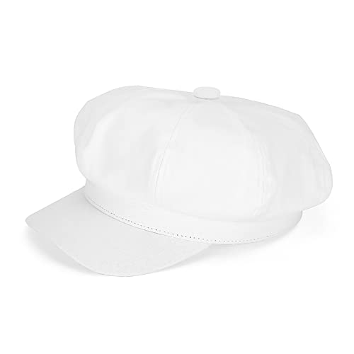 MK MATT KEELY Schirmmütze Damen Baskenmütze Newsboy Barett Cap Damen Ballonmütze mit Visier für Vier Jahreszeiten,Weiß