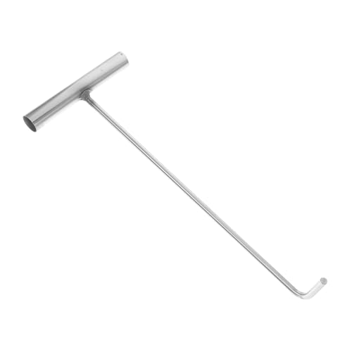 IMIKEYA Gancho en T de Acero Inoxidable 38 Cm X 8 Mm para Tapa de Alcantarilla, Herramienta Resistente para Elevación y Tracción de Puertas Enrollables, Gancho Multifuncional para Uso