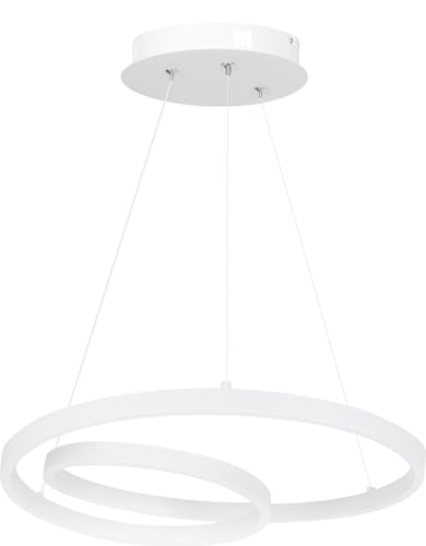 ZMH Pendelleuchte Esstisch Hängelampe LED: 40CM Weiß Hängend Lampe Dimmbar Hängeleuchte Design Esszimmerlampe Modern Esstischlampe mit Fernbedienung Pendellampe für Wohnzimmer Schlafzimmer Küche