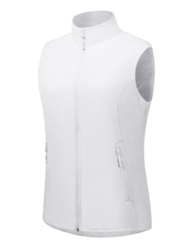 fit space Women's Softshell Vest Athletic Warm Up Sleeveless Scrub Jacket Zip Pockets Cycling Running Golf