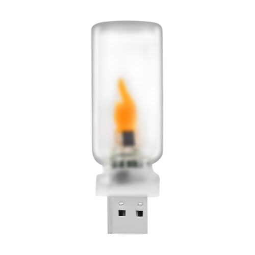 Lámpara LED de llama, luz compacta USB, iluminación nocturna de cristal transparente vintage con diseño sin llama, ideal para vacaciones, ayudante de estado de ánimo, lámpara de llama práctico soporte