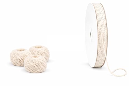 Cotton String Butcher String Roll Garden Cooking Twine Food Safe Kitchen Bakers Cooking String for Meat Gift Wrapping Packing Crafts Durable Twisted Natural For DIY Wedding Decor 2mmx130m(1PC)