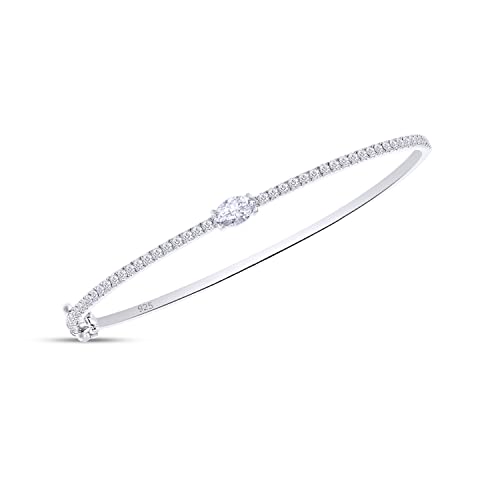 1 1/3 To 1 2/3 CT Marquise & Round Cut Lab Created Moissanite Diamond Tennis Bangl Bracelet For Women In 14K Gold Over Sterling Silver Size-6 to 9 Inch,(VVS1 Clarity,1.30 To 1.65 CT)