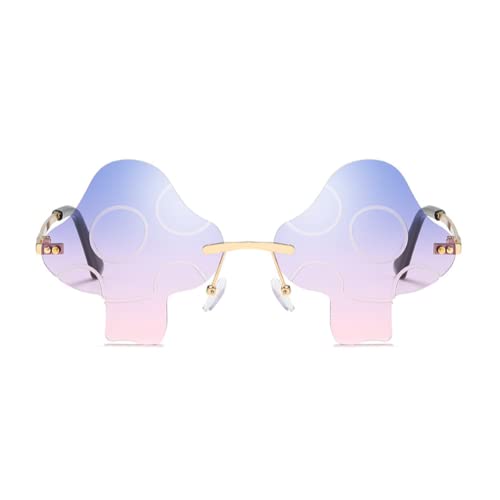 ENTHYI Mushroom Shape Sunglasses for Women Irregular Rimless Eyewear Retro rave Party halloween Sun Glasses2