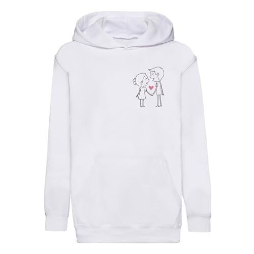 Sweat à capuche enfant dessin couple cadeau idéal d'illustration de Saint Valentin