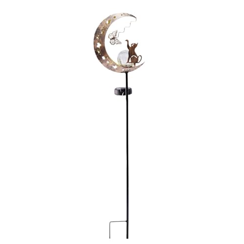 Estacas Solares Para Jardín: Estatuas De Mariposas Y Gatos Lunares, Estacas Estables, Luces Solares Para Jardín Al Aire Libre Para Patio, Césped, Patio, Paisaje Acuático Exterior