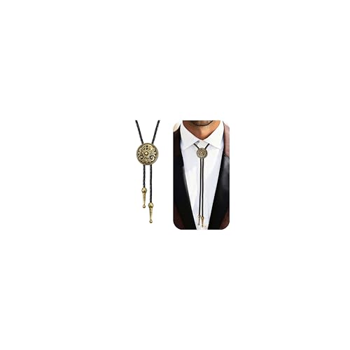 LOLIAS Bolo Tie for Men - Cowboy Costume Rhinestone Leather Necktie Rope Cord Bull Skull Turquoise Western Necklaces Halloween Bolo Ties Western Accessories for Women Men A