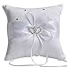 Da.Wa Coussin de mariage double cœur - Vintage romantique - Avec nœud - En satin élégant - Accessoire de mariage européen