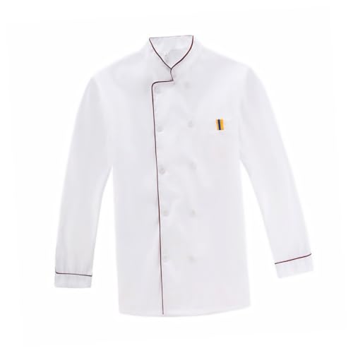 Yardwe Chaqueta Chef Manga Larga Roja para Cocina y Hostelería Ropa de Cocinero Unisex Talla XXXL Resistente y Fácil de Lavar para Restaurante Hotel y Barbecue
