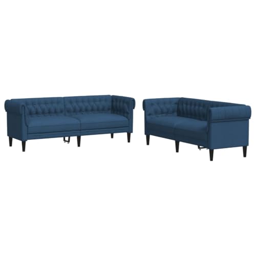 XHNIFBN Juego de 2 muebles de sofá de tela azul, 182,5 x 74,5 x 74,5 cm, marco de madera maciza, acolchado grueso, diseño moderno, robusto y duradero, para salón, oficina, habitación juvenil