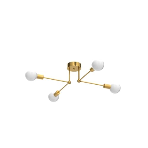 Ceiling Lights, 4 Lights Sputnik Chandeliers, Golden Vintage Pendant, ∅72CM Industrial Ceiling Fixture for Bedroom, Living Room, Kitchen (E27 Bulb not Included)