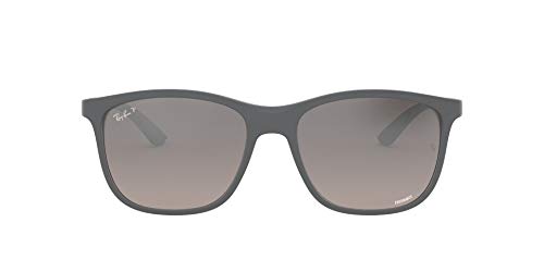 Ray-Ban unisex adult Rb4330ch Chromance Sunglasses, Sand Grey/Grey Mirror Grey Gradient Polarized, 56 mm US