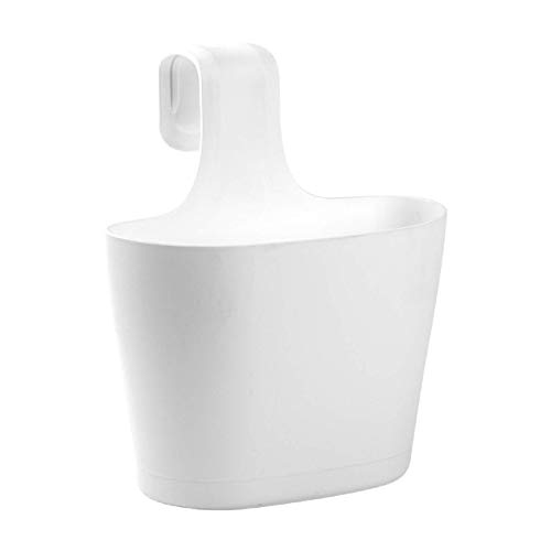 ENGELLAND 1 x Blumentopf zum Auf-Hängen, Geländertopf, Weiß, Hängetopf, Balkon-Kasten, oval, Übertopf, Pflanzkasten, mit Wasserspeicher/Wasserauffangschale, 2,8 Liter