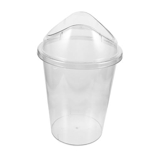 Poubelle transparente avec couvercle battant VOSAREA ronde et moderne