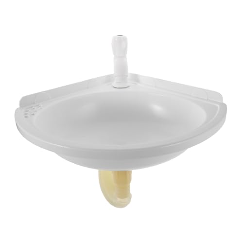 SEWOART Lavabo Esquinero de Pared Blanco de Plástico con Grifo Lavabo Compacto para Baños Pequeños y Ahorro de Fregadero Colgante para Baño y Lavandería