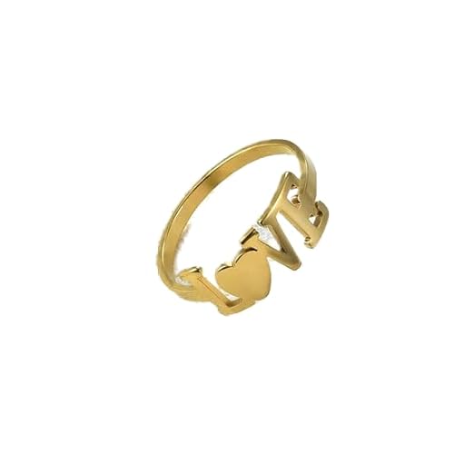 SHMAZ Anillo De Acero Inoxidable Para Mujer Gold Love You Heart Rings Set Para Joyería De Boda