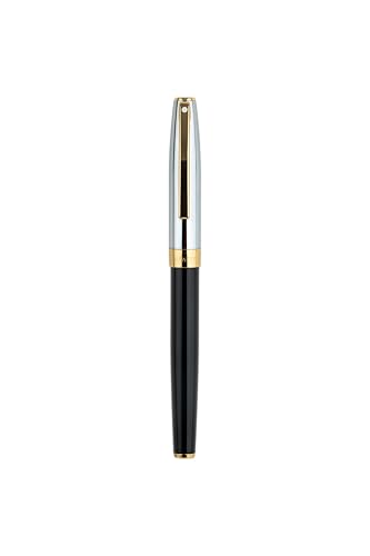 Image of Sheaffer Rollerball Pen 9475 Sagaris Gloss Black Barrel and Chrome Cap Rollerball Pen With Gold Tone trim | Gift Pen