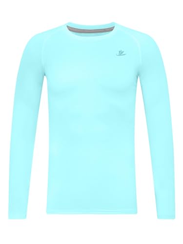 Image of DEVOROPA Youth Boys Compression Shirt Long /Short Sleeve Football Baseball Undershirt Quick Dry Kids Sports Baselayer Crewneck