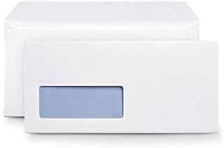 MERRIMEN DL White Mailing Envelopes with Window | 20 Pack 110 x 220 mm 90 GSM DL Envelopes | DL Quality Letter Paper Envelopes with Self Seal Flap Closure for Personal Mail or Home Office Use (20pk)