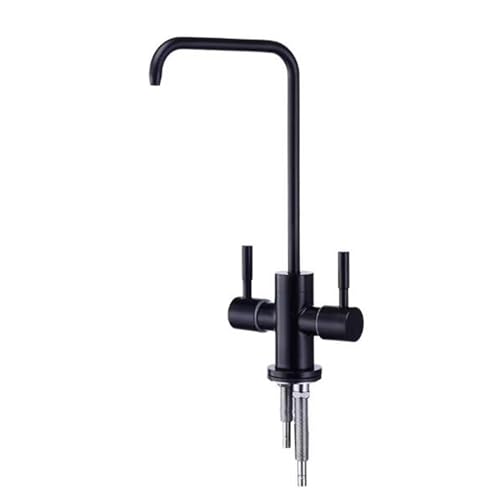 Robinet de cuisine acier inoxydable eau potable noir filtre double sortie 360°