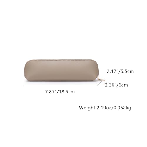 Image of Pencil Case Small Pencil Pouch Slim (Khaki, Faux Leather)