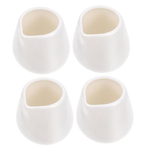 4piezas Jarras De Leche De Cerámica Blanca Pequeñas Para Cocina Tazas De Salsas Y Bebidas Diseño Simple Y Práctico Base Antideslizante