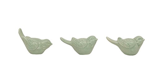 Shabby Cottage Chic Blue Ceramic Bird Statues