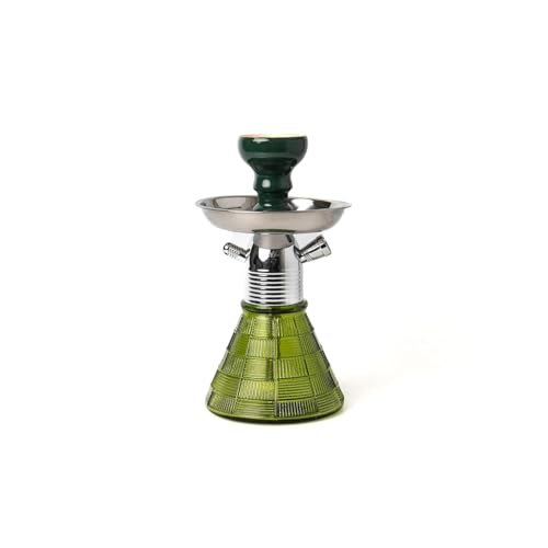 Image of AL-Sheesh Petite Glass Hookah | Designer Alumunium 9 inch Inch Glass, Iron Hookah Set For Heavy Smoke | Perfect for Party (Green)