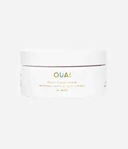 OUAI Scalp & Body Scrub, St. Barts Travel Size - With Sugar & Coconut Oil Blend for Smooth Moisturized Skin - Gentle Scalp Scrub for Removing Product Build Up (3.4 Oz)