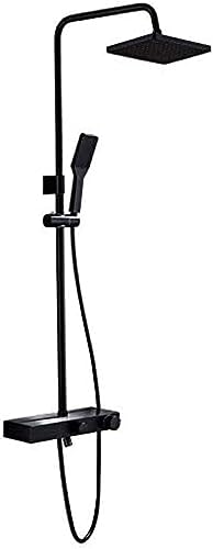 Colonne de douche noire avec mitigeur de baignoire effet pluie