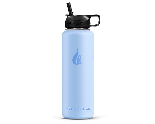 Image of HYDRO CELL Stainless Steel Insulated Water Bottle with Straw - For Cold & Hot Drinks - Metal Vacuum Flask with Screw Cap and Modern Leakproof Sport Thermos for Adults (Glacier 40oz)