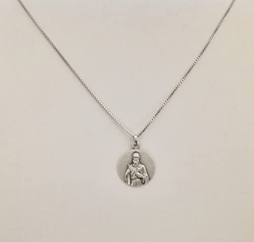 Médaille Saint Jude Thaddée en argent 925 sterling chaîne de haute joaillerie chrétienne - 2