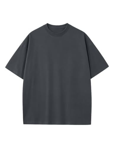 Image of Ogfao Mens Oversized T-Shirts Heavyweight Unisex Cotton T Shirts Baggy Loose Fit Basic Tees Plain Tshirts