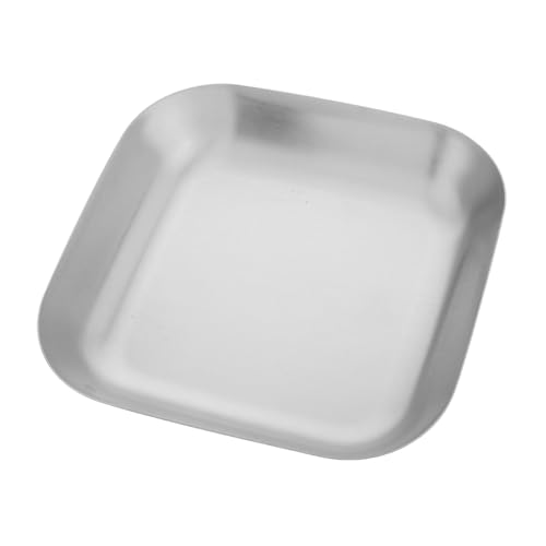 Toyvian Stainless Steel Square Serving Plate Multipurpose Dish for Bbq Camping and Parties Dinnerware for French Fries Fried Chicken and Grilled Meat Easy to Clean and Stylish