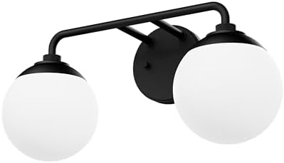 Hunter - Hepburn 2-Light Matte Black, Medium Size Vanity Light, Dimmable, Modern Style, for Bedrooms, Kitchens, Foyers, Bathrooms - 45220