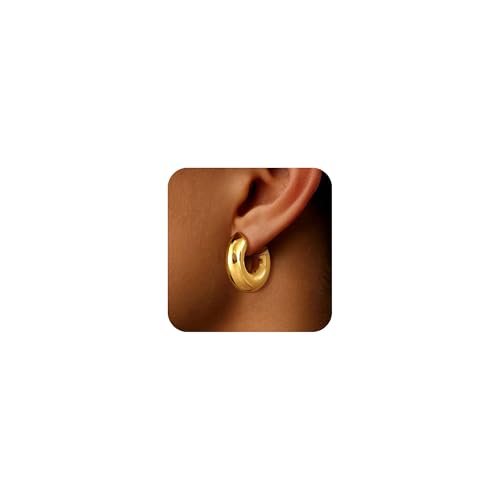 Chunky Gold Hoop Earrings for Women 14K Gold Plated/Sliver Waterdrop Hoops Lightweight Teardrop Earrings Trendy Jewelry for Women