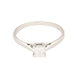 Peso total de 1,79 gramos Anillo solitario de oro blanco de 18 quilates de 0,33 quilates de diamantes talla princesa (talla K 1/2)  Anillo de lujo para mujer
