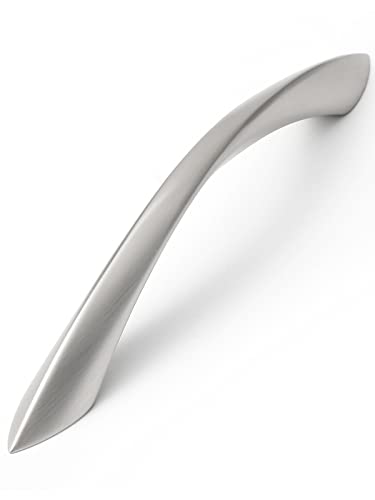 JIASENBAO 10 Pack Brushed Nickel Cabinet Pulls 5 Inch Arch Twisted Silver Handles Drawer Kitchen Cupboard Bathroom Dresser Cabinet Hardware Zinc Alloy