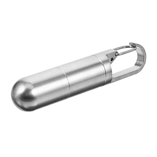 TOPPERFUN botella de medicina de acero inoxidable caso Portátil recipiente llave pastillero pequeño pastilleros pequeños set de viaje organizador de medicamentos contenedor de viaje Silver